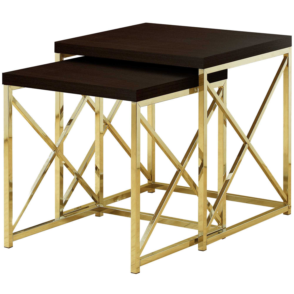 Set of Two 41" Gold And Brown Nested Tables - Homeroots
