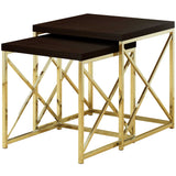 Set of Two 41" Gold And Brown Nested Tables - Homeroots