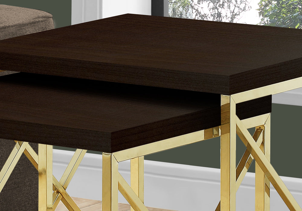 Set of Two 41" Gold And Brown Nested Tables - Homeroots - Flyclothing LLC