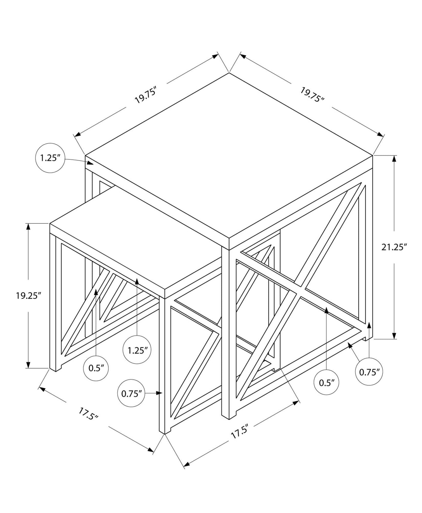 Set of Two 41" Gold And Brown Nested Tables - Homeroots - Flyclothing LLC