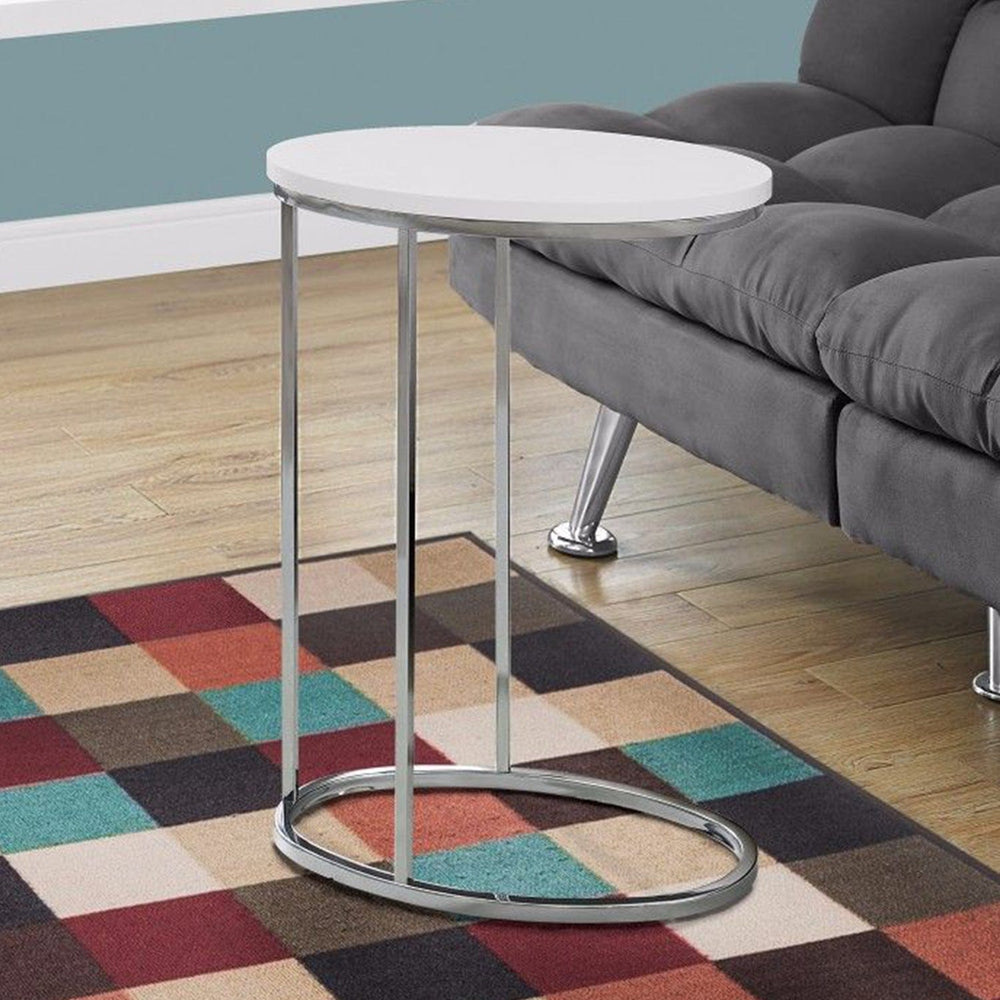 18.5" X 12" X 25" White Particle Board Metal Accent Table - Homeroots - Flyclothing LLC