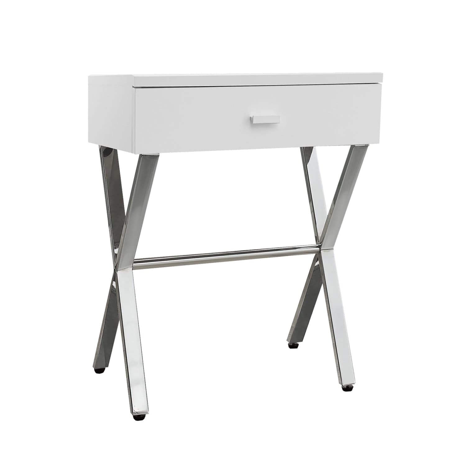 22" Silver And White Wood And Metal End Table With Drawer - Homeroots - Flyclothing LLC
