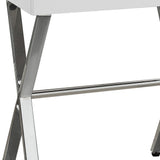 22" Silver And White Wood And Metal End Table With Drawer - Homeroots