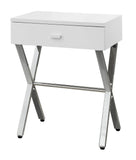 22" Silver And White Wood And Metal End Table With Drawer - Homeroots - Flyclothing LLC
