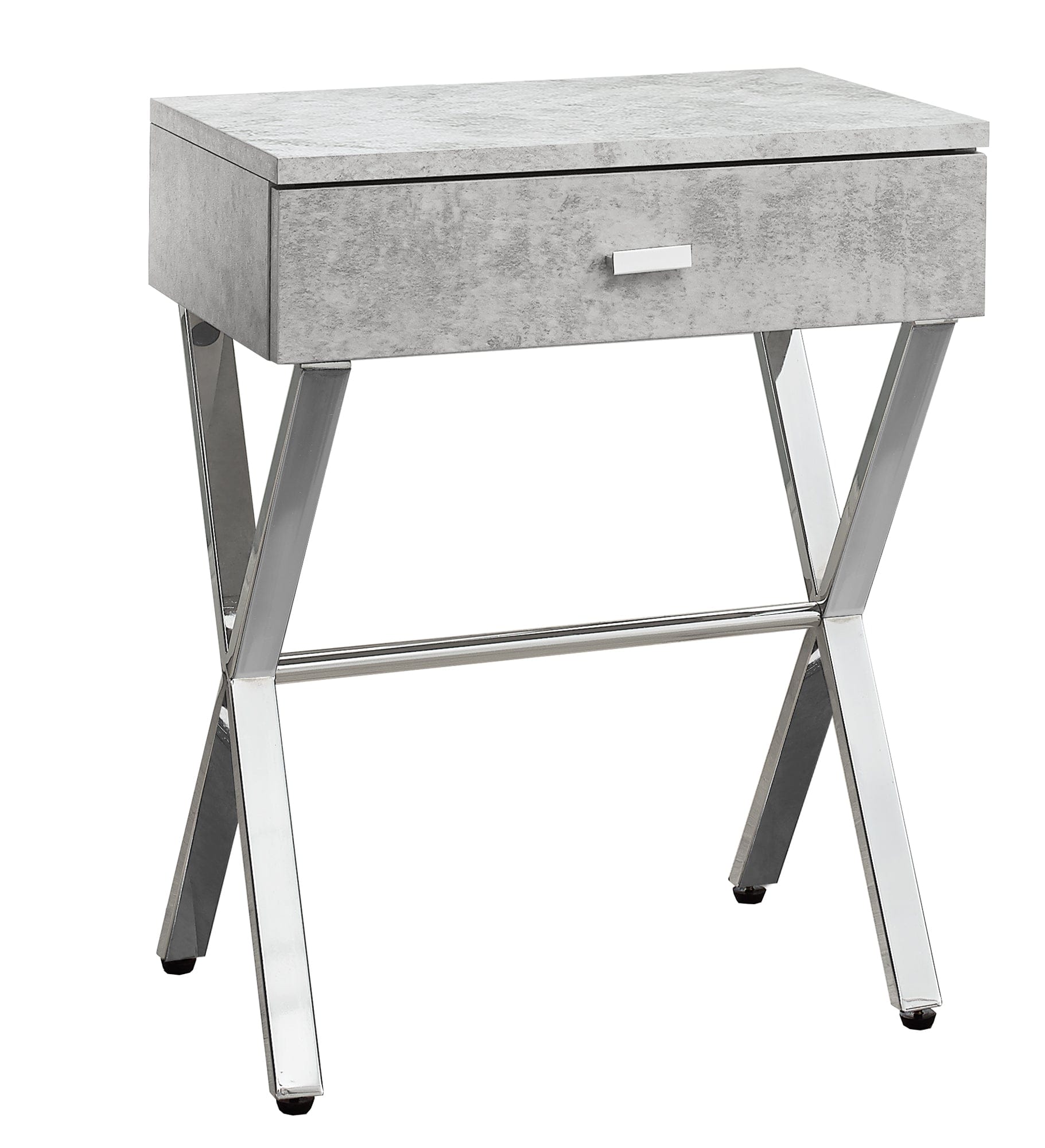 22" Silver And Gray Wood And Metal End Table With Drawer - Homeroots - Flyclothing LLC