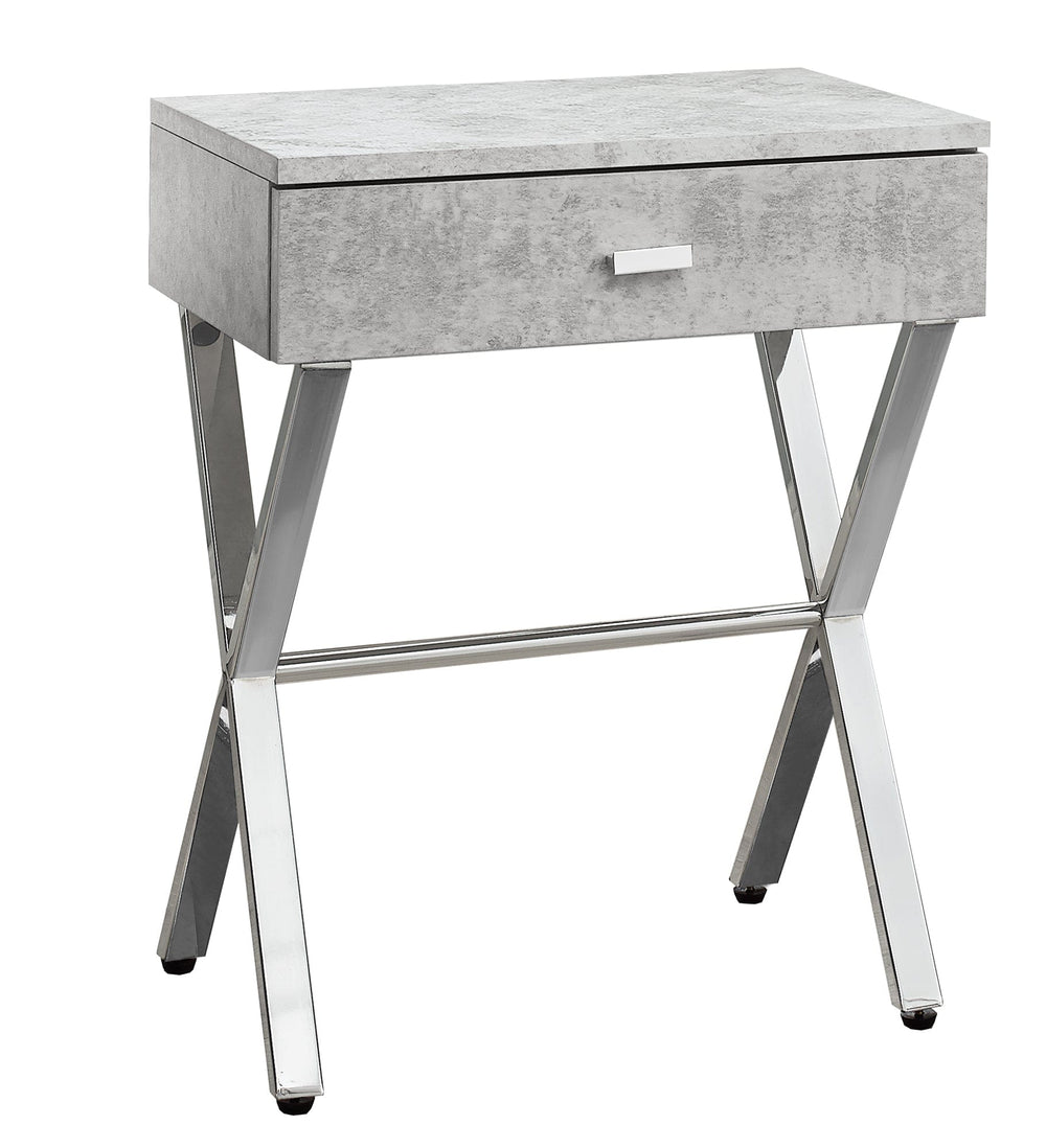 22" Silver And Gray Wood And Metal End Table With Drawer - Homeroots