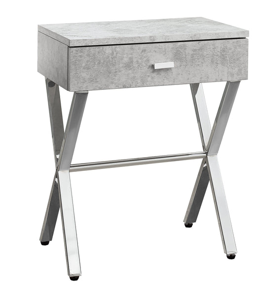 22" Silver And Gray Wood And Metal End Table With Drawer - Homeroots