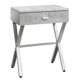 22" Silver And Gray Wood And Metal End Table With Drawer - Homeroots