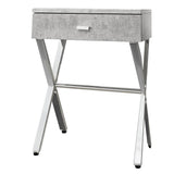 22" Silver And Gray Wood And Metal End Table With Drawer - Homeroots