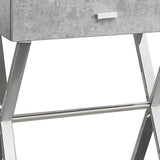 22" Silver And Gray Wood And Metal End Table With Drawer - Homeroots - Flyclothing LLC