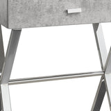 22" Silver And Gray Wood And Metal End Table With Drawer - Homeroots - Flyclothing LLC