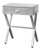 22" Silver And Gray Wood And Metal End Table With Drawer - Homeroots