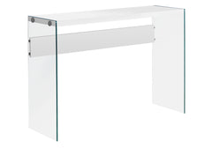 44" White and Clear Solid Console Table