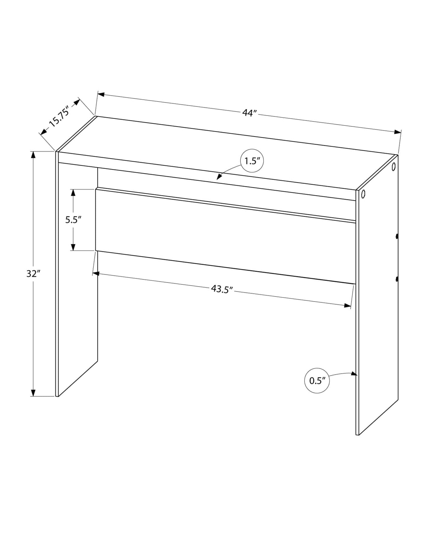 44" White and Clear Solid Console Table - Homeroots - Flyclothing LLC