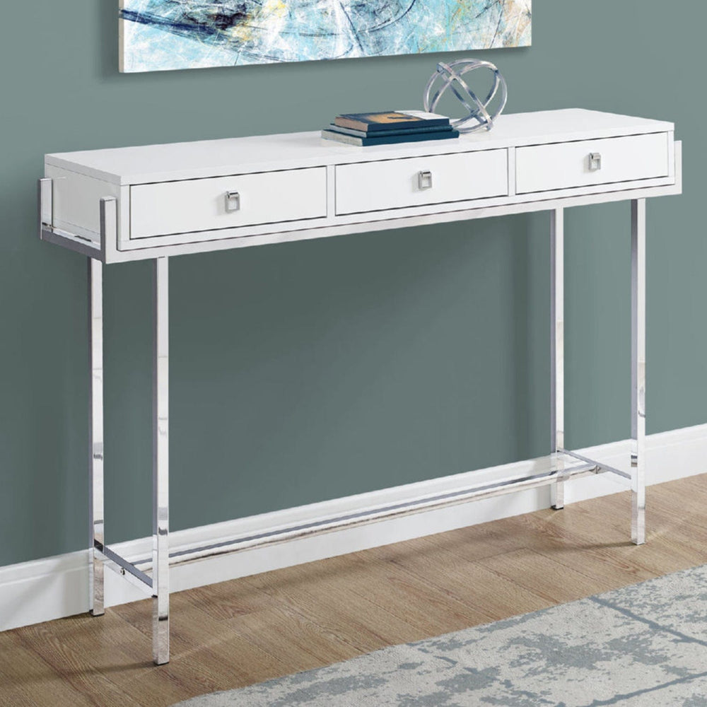 48" White and Silver Console Table And Drawers - Homeroots - Flyclothing LLC