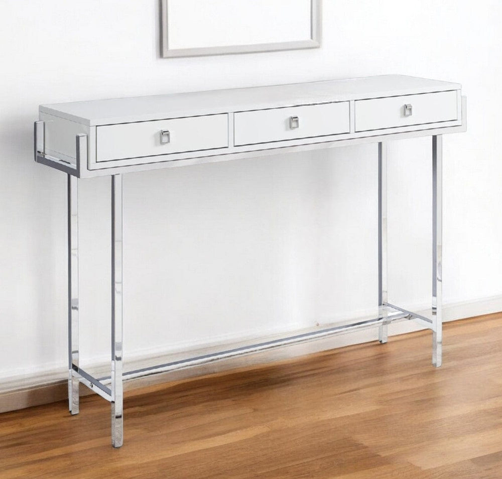 48" White and Silver Console Table And Drawers - Homeroots - Flyclothing LLC
