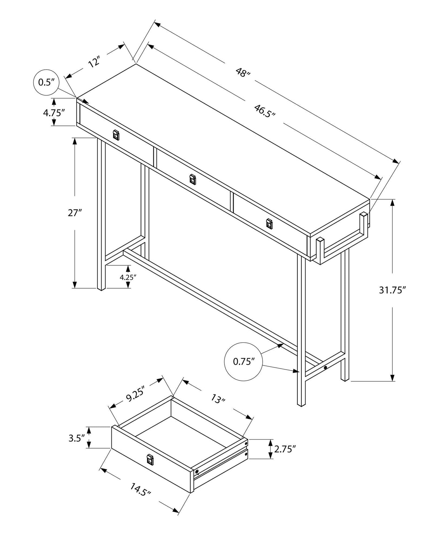 48" Taupe and Silver Console Table And Drawers - Homeroots - Flyclothing LLC