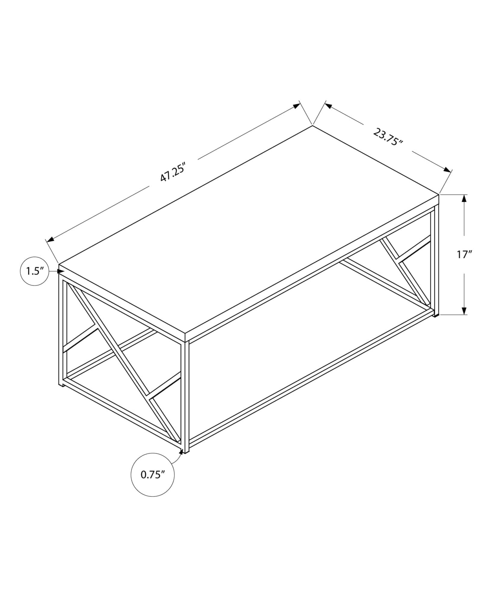 47" Gray And Silver Iron Coffee Table - Homeroots - Flyclothing LLC