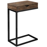 10.25" X 15.75" X 24.5" Brown Finish Drawer And Black Metal Accent Table - Homeroots