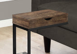 10.25" X 15.75" X 24.5" Brown Finish Drawer And Black Metal Accent Table - Homeroots