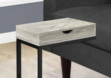 10.25" X 15.75" X 24.5" Grey Finish Drawer And Black Metal Accent Table - Homeroots