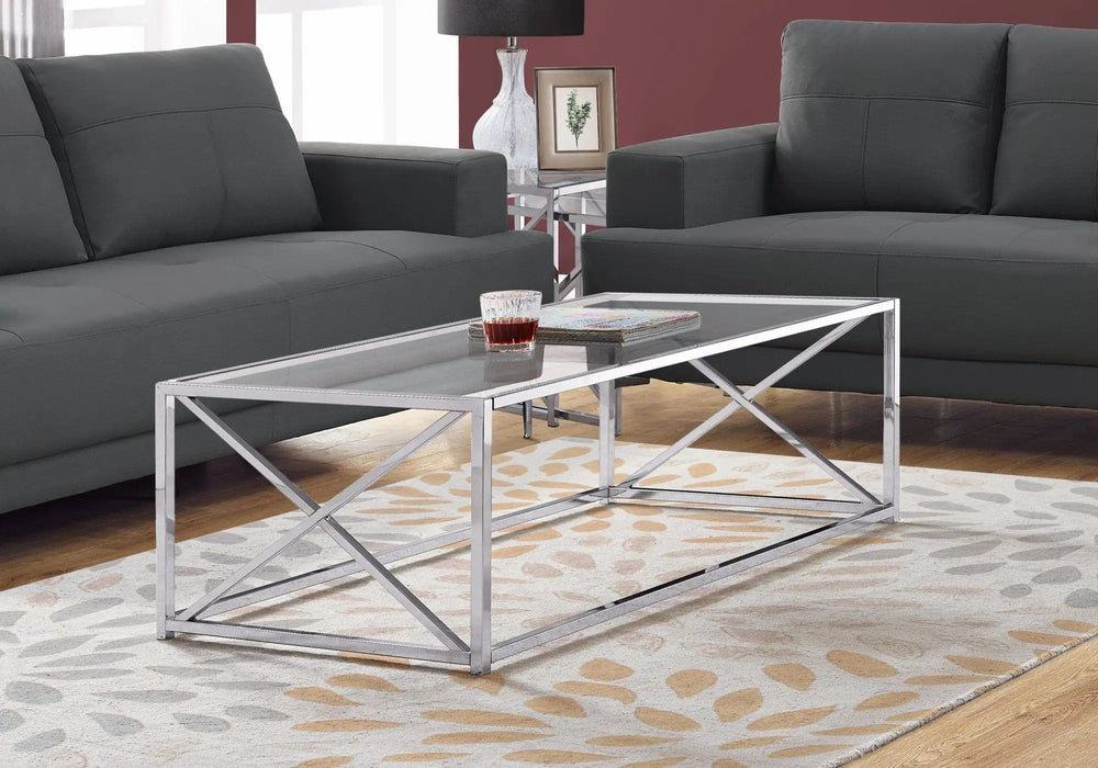 22" Clear And Silver Glass And Iron Coffee Table - Homeroots - Flyclothing LLC