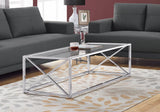 22" Clear And Silver Glass And Iron Coffee Table - Homeroots