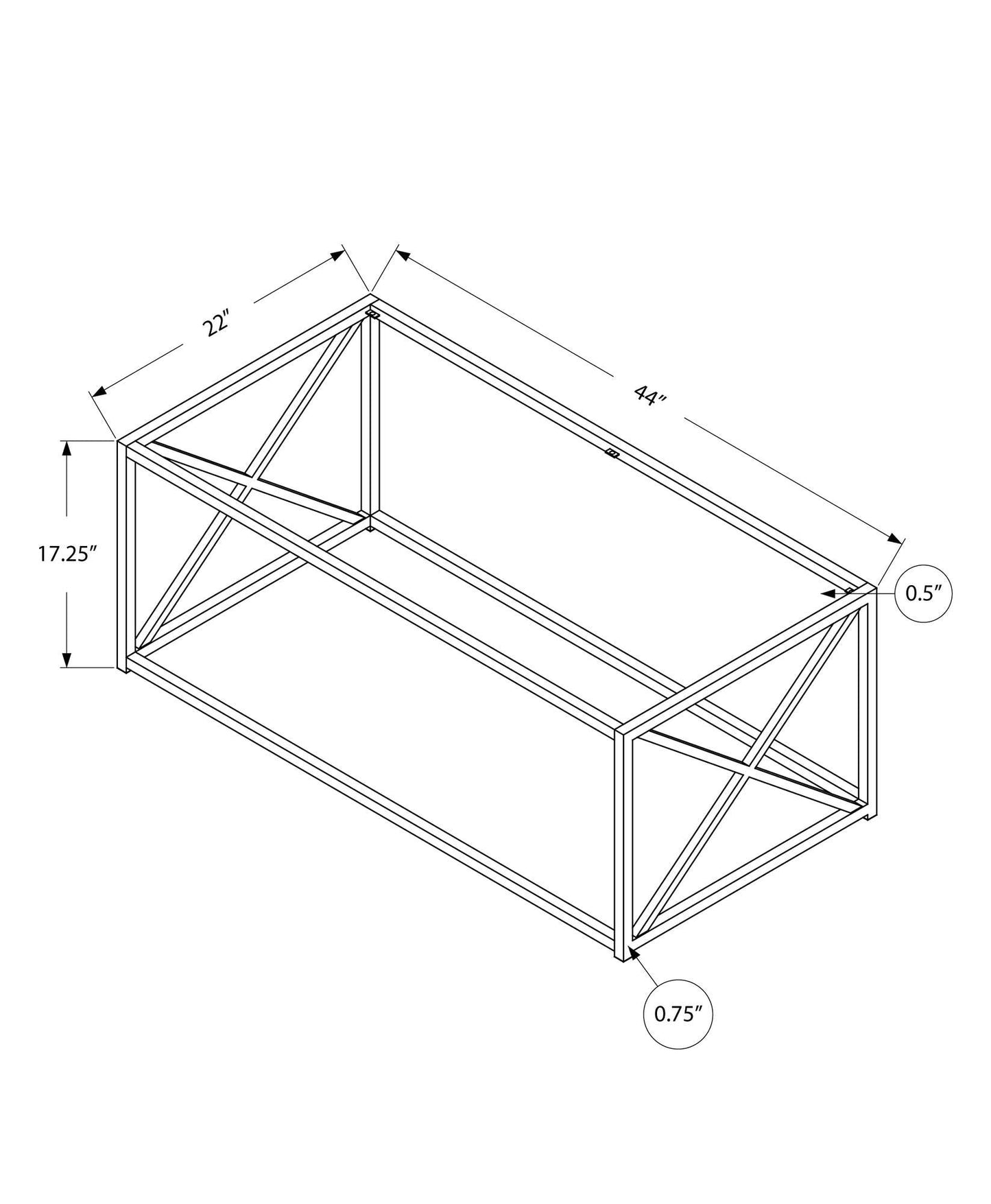 22" Clear And Silver Glass And Iron Coffee Table - Homeroots - Flyclothing LLC