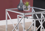 Set of Two 38" Silver And Clear Glass Square Nested Tables - Homeroots