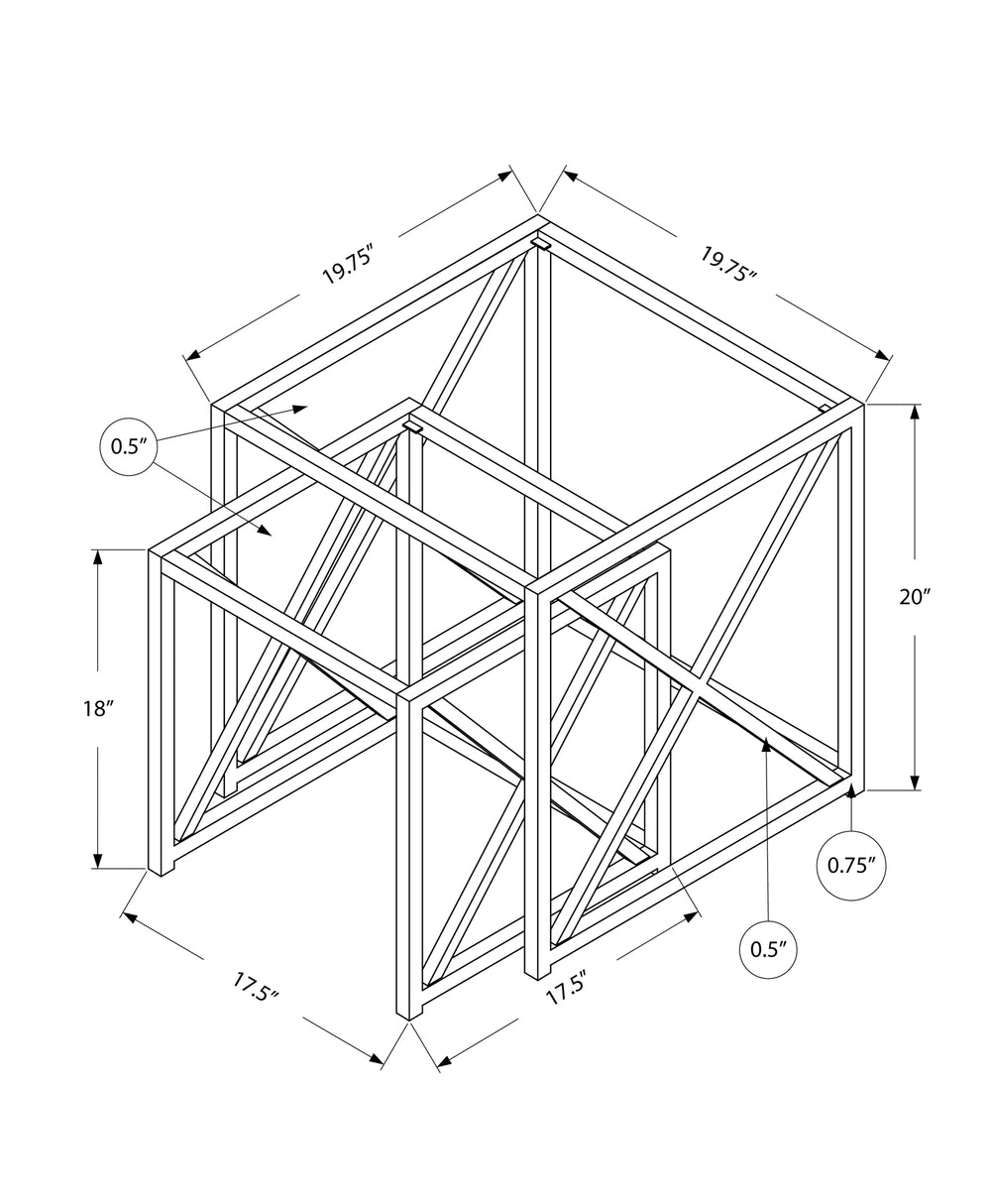 Set of Two 38" Silver And Clear Glass Square Nested Tables - Homeroots - Flyclothing LLC
