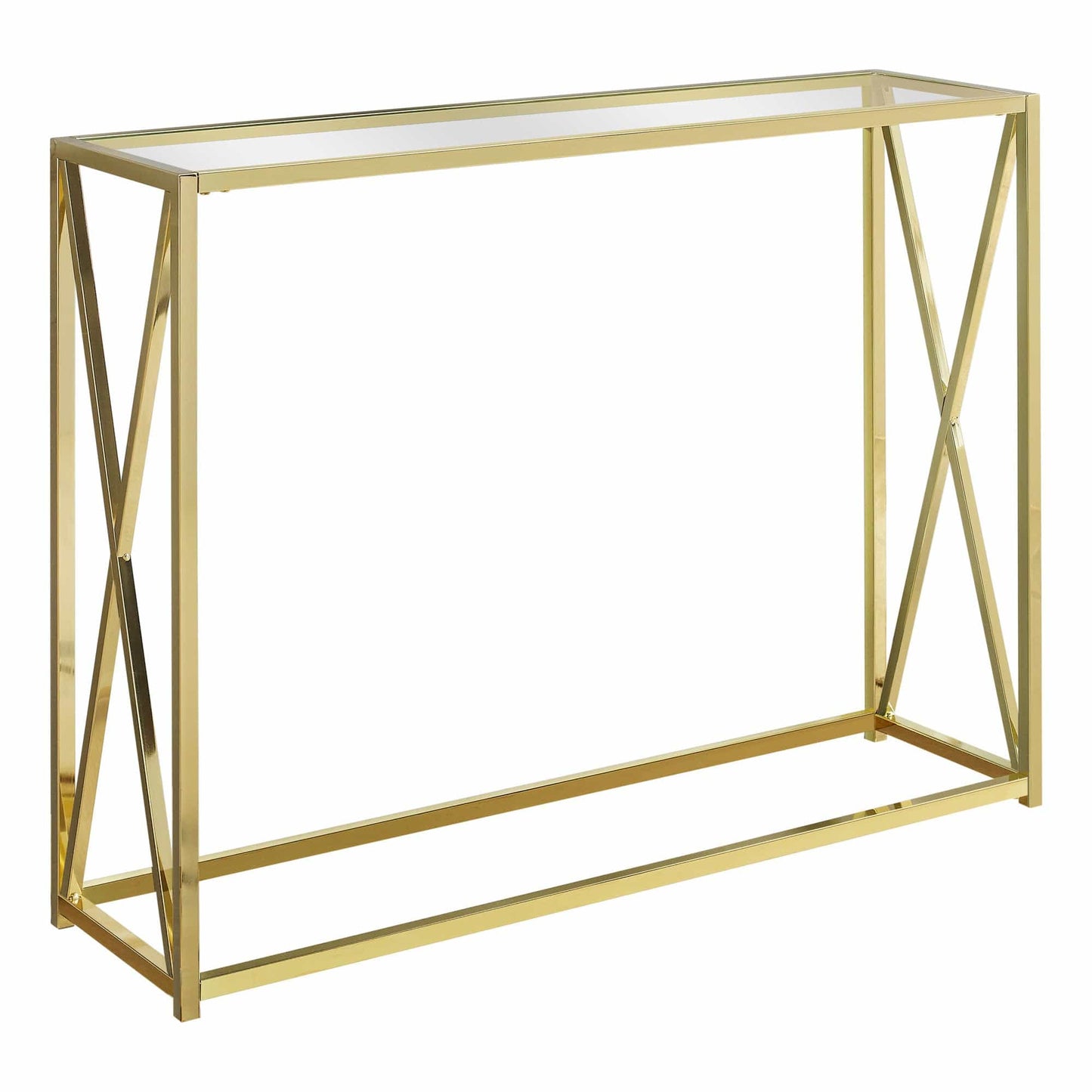 42" Clear And Gold Glass Frame Console Table - Homeroots - Flyclothing LLC
