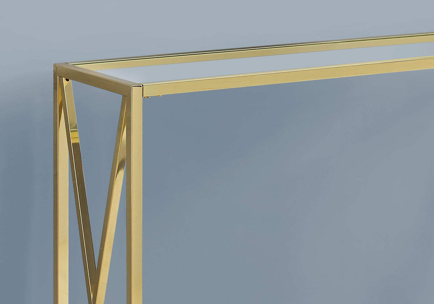 42" Clear And Gold Glass Frame Console Table - Homeroots - Flyclothing LLC