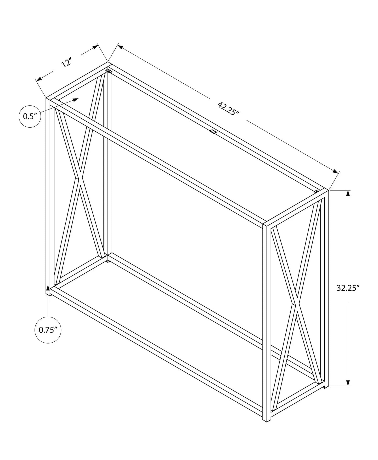 42" Clear And Gold Glass Frame Console Table - Homeroots - Flyclothing LLC