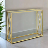 42" Clear And Gold Glass Frame Console Table - Homeroots