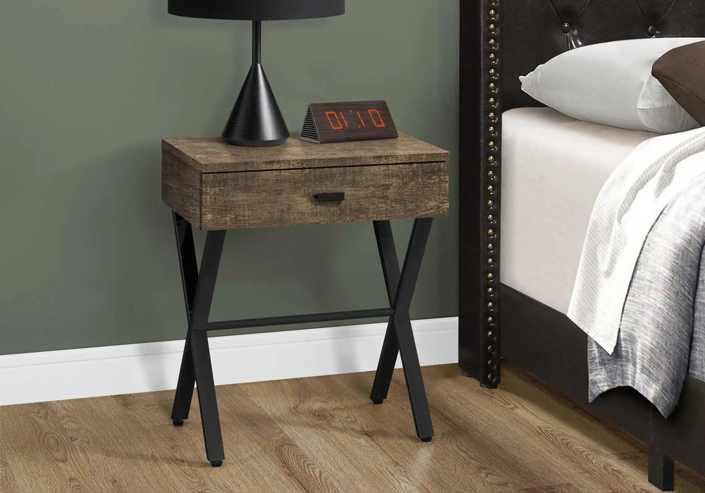 22" Black And Brown Wood And Metal End Table With Drawer - Homeroots - Flyclothing LLC