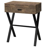 22" Black And Brown Wood And Metal End Table With Drawer - Homeroots