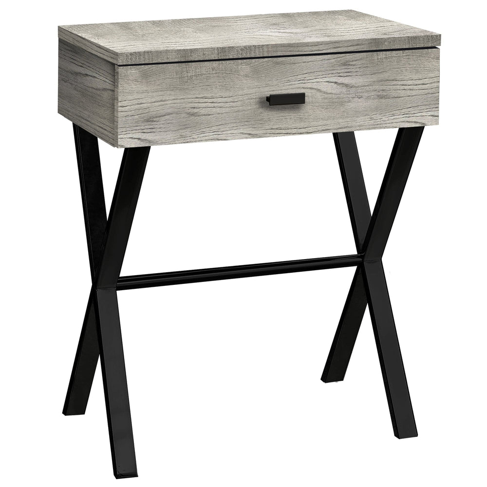 22" Black And Gray Wood And Metal End Table With Drawer - Homeroots