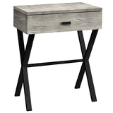 22" Black And Gray Wood And Metal End Table With Drawer - Homeroots