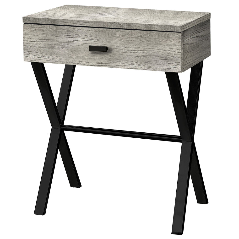 22" Black And Gray Wood And Metal End Table With Drawer - Homeroots - Flyclothing LLC