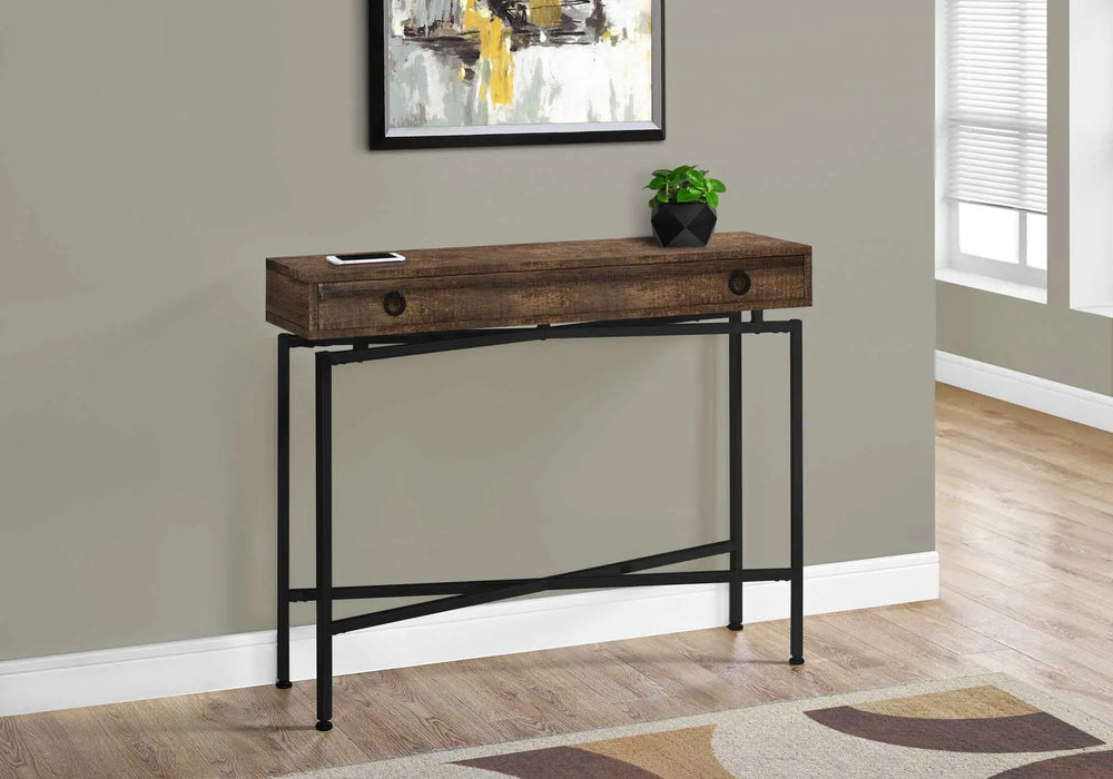 43" Brown And Black Cross Leg Console Table - Homeroots