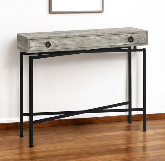 43" Gray And Black Cross Leg Console Table