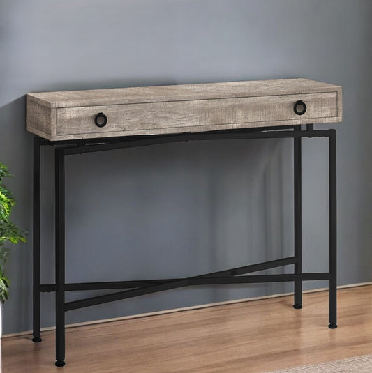 43" Taupe And Black Cross Leg Console Table