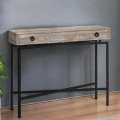 43" Taupe And Black Cross Leg Console Table