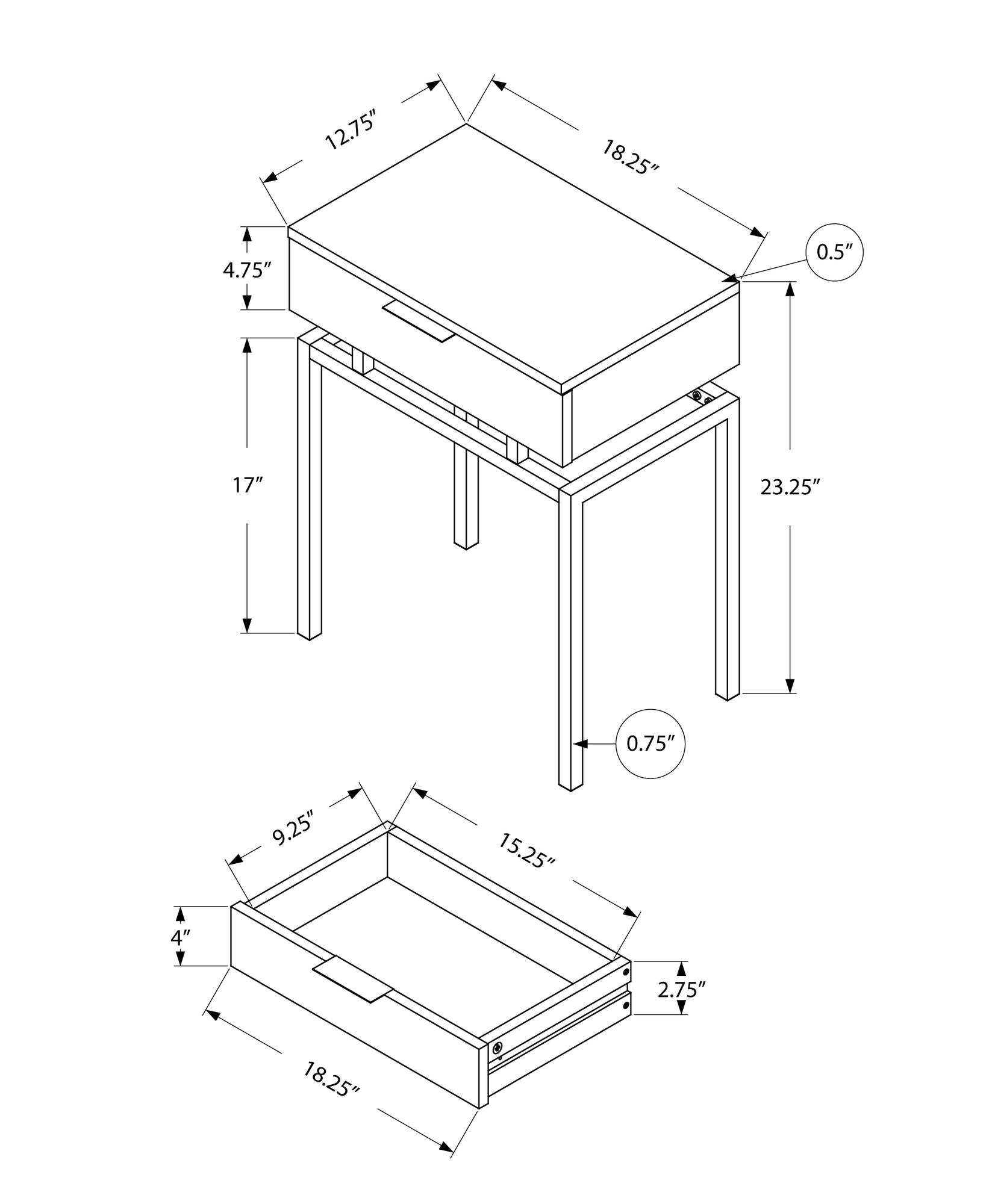 23" Gold And Beige Wood And Metal End Table With Drawer - Homeroots - Flyclothing LLC
