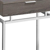 23" Silver And Deep Taupe Wood And Metal End Table With Drawer - Homeroots