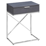 24" Silver And Gray Wood And Metal End Table With Drawer - Homeroots - Flyclothing LLC