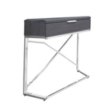 24" Silver And Gray Wood And Metal End Table With Drawer - Homeroots