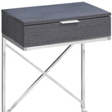 24" Silver And Gray Wood And Metal End Table With Drawer - Homeroots - Flyclothing LLC