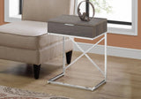 24" Silver And Taupe Wood And Metal End Table With Drawer - Homeroots - Flyclothing LLC