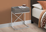 24" Silver And Taupe Wood And Metal End Table With Drawer - Homeroots - Flyclothing LLC